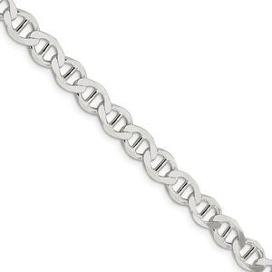 Mens 7mm Sterling Silver Hollow Flat Anchor Chain Necklace, 18 Inch